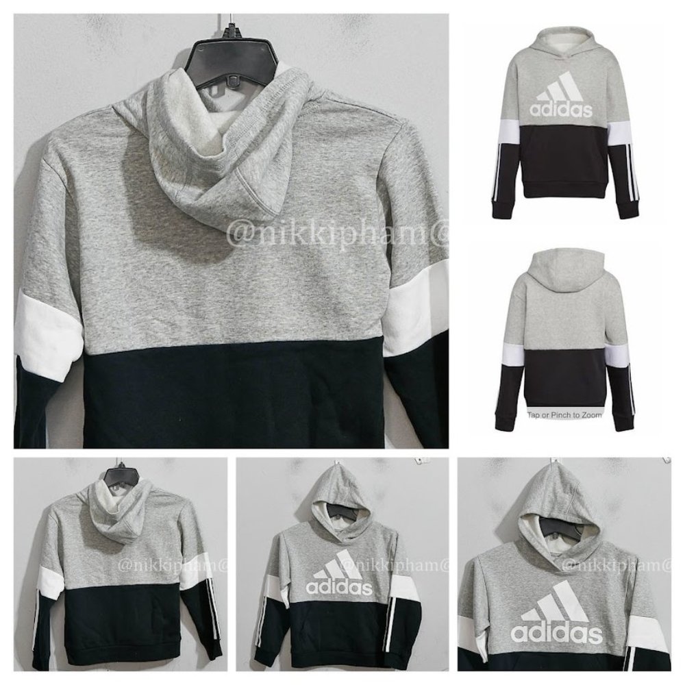 Adidas Boys' Youth Pullover Fleece Hoodies IN GRAY - Picture 1 of 5
